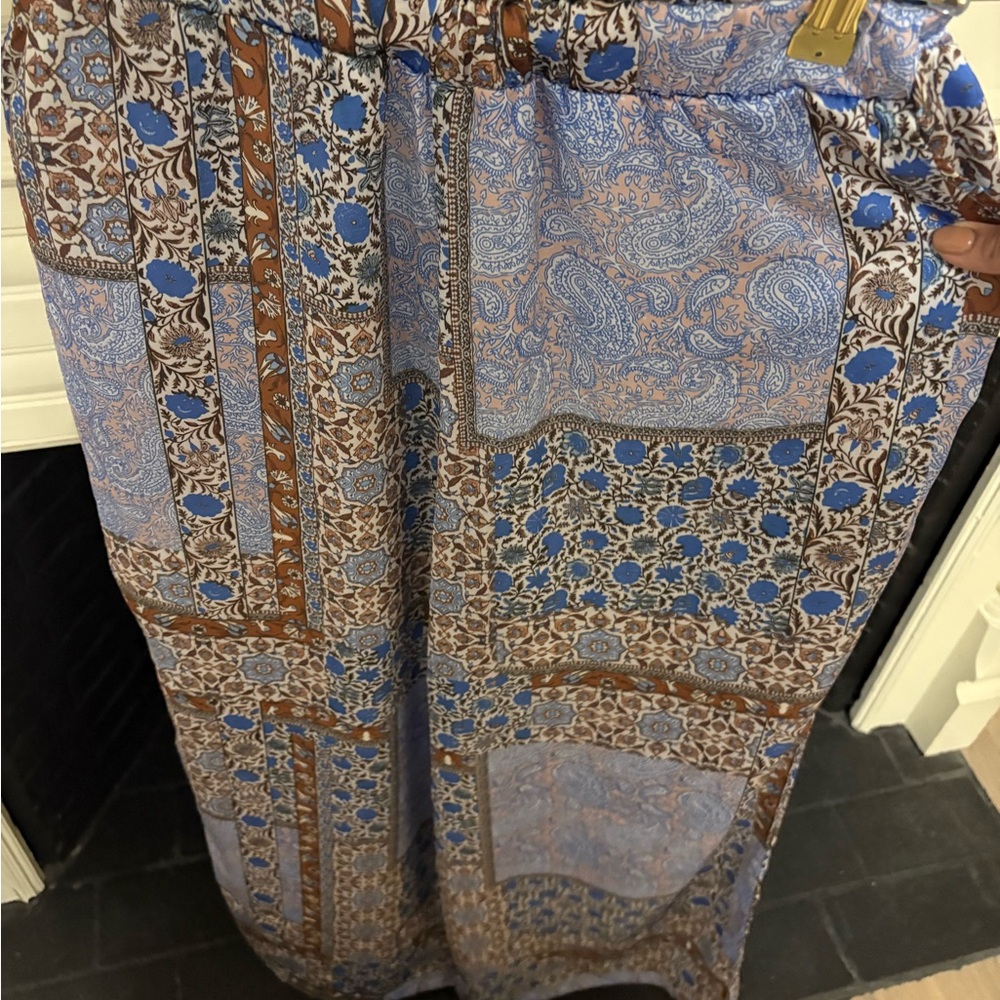 Boho Patchwork Wide Leg in Blue and Brown